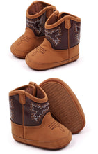 Load image into Gallery viewer, Infant Baby Cowboy Boots In Brown with Velcro Closure