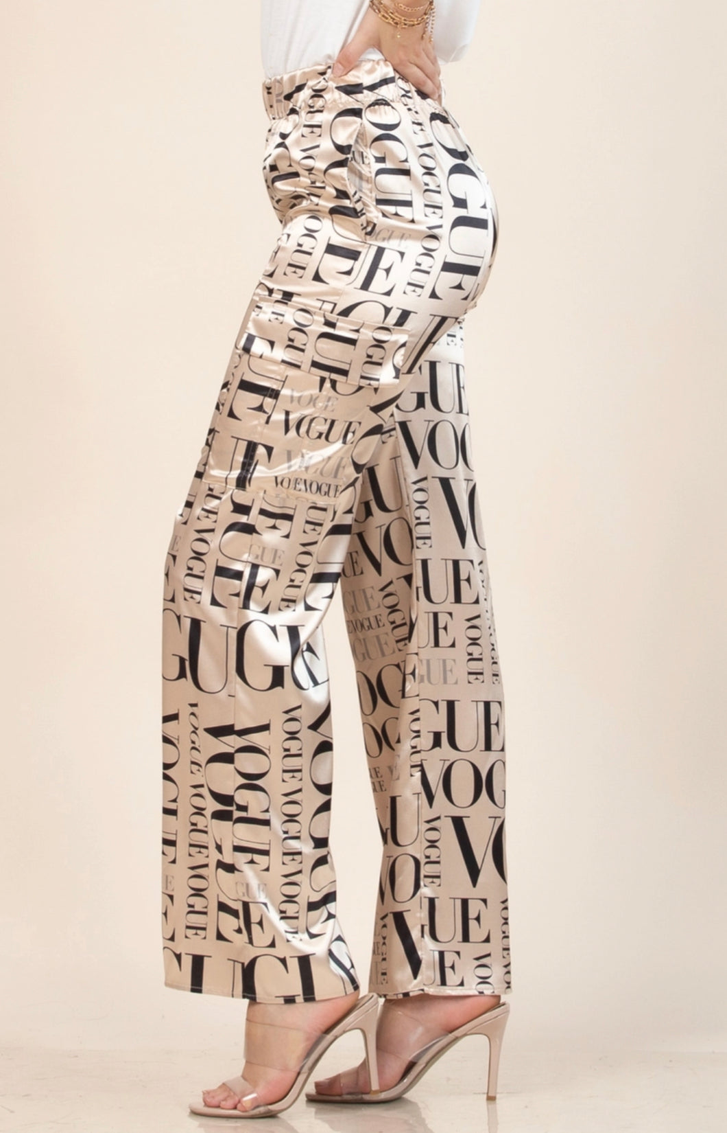 Vogue Print Satin Cargo Pants