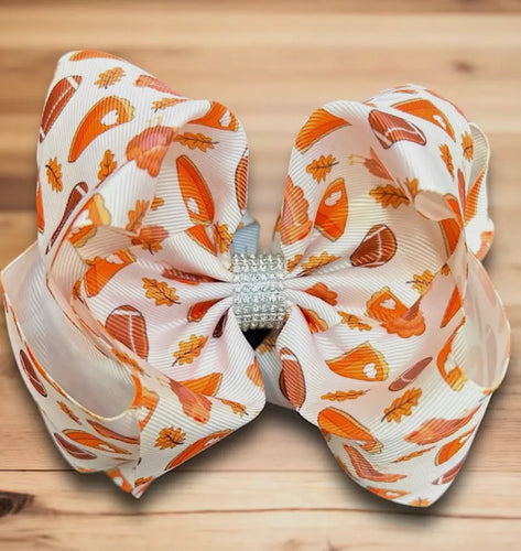 Pie & Football Printed Double Layer Hair Bow