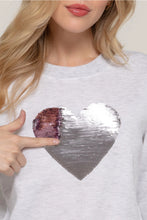 Load image into Gallery viewer, Long Sleeve Crew Neck Sequin Detail Inner Fleece Sweatshirt