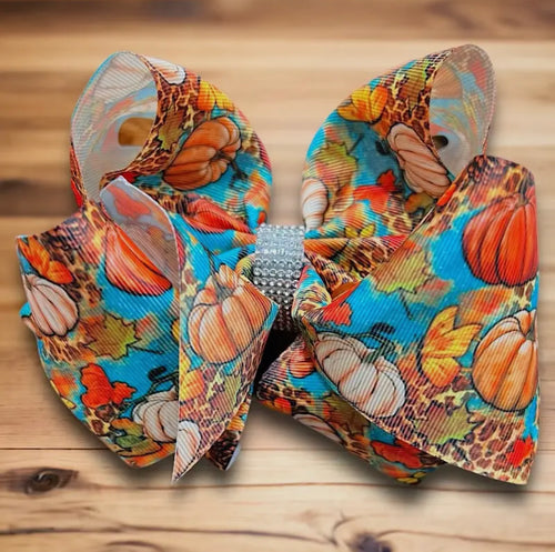 Fall/Pumpkin Time Printed Double Layer Hair Bow