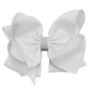 White 7.5" Wide Double Layer Hair Bow