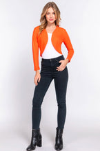 Load image into Gallery viewer, Long Sleeve Scallop Finished Sweater Bolero - Orange