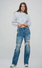 Load image into Gallery viewer, Medium Wash - High Rise Distressed Straight Jeans