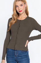 Load image into Gallery viewer, Long Sleeve Crew Neck Button Down Basic Cardigan