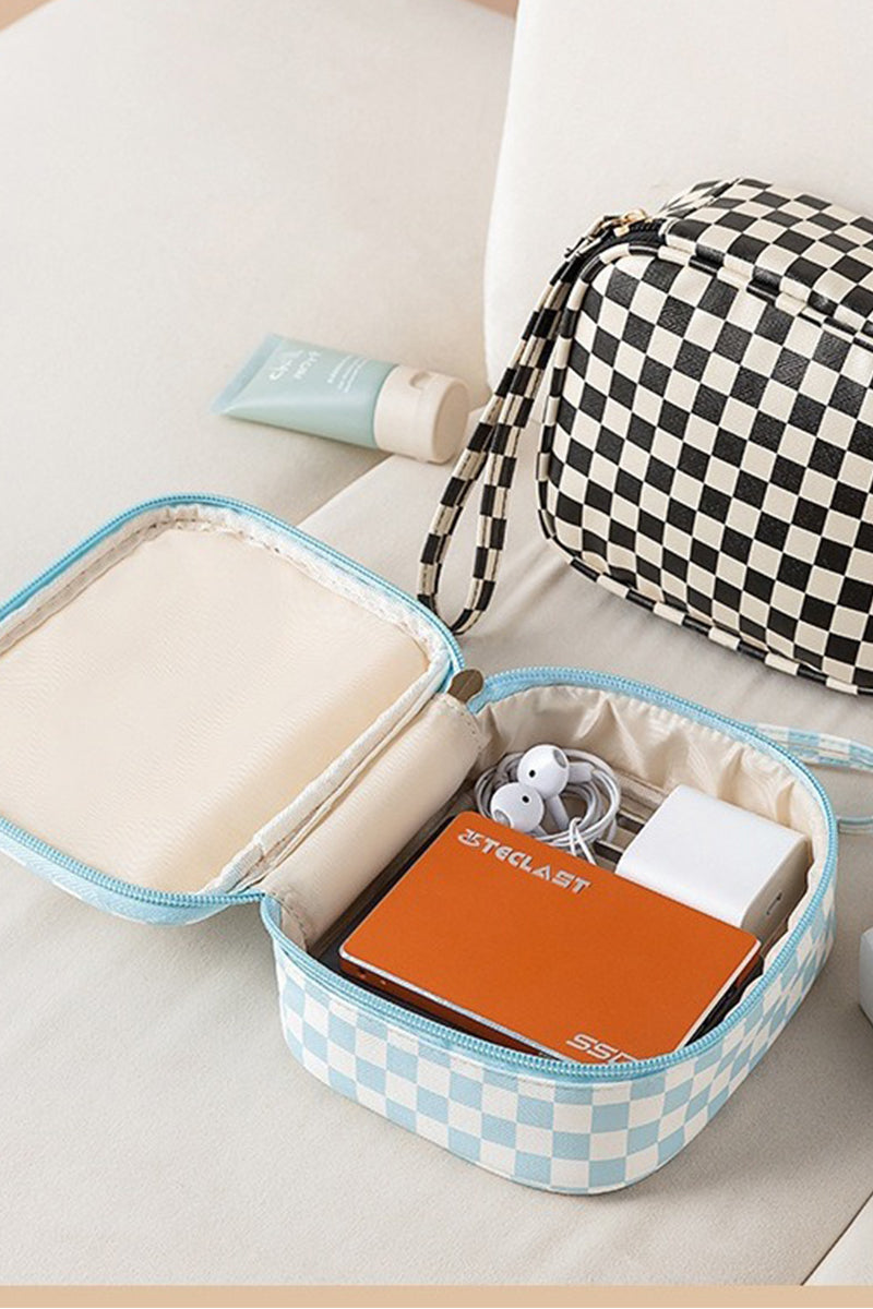 Checkered Cosmetic Makeup Travel Case