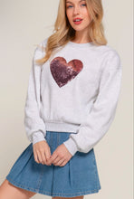 Load image into Gallery viewer, Long Sleeve Crew Neck Sequin Detail Inner Fleece Sweatshirt