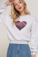 Load image into Gallery viewer, Long Sleeve Crew Neck Sequin Detail Inner Fleece Sweatshirt