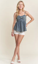 Load image into Gallery viewer, Bow Accent Distressed Washed Denim Top