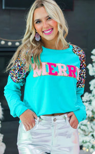 Merry Turquoise Sweatshirt