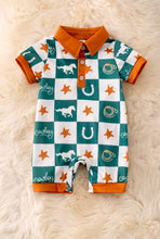 Load image into Gallery viewer, Mustang Stud Printed Checkered Baby Romper