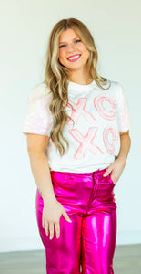 XOXO Sequins Puff Sleeve Top