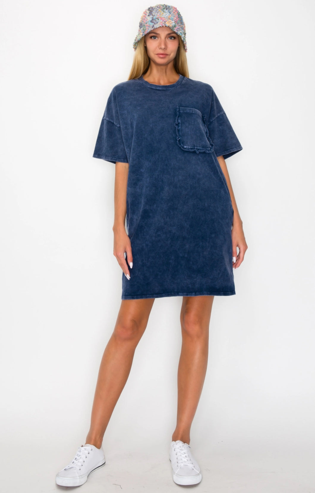 Mineral Washed Ruffle Pocket Dress