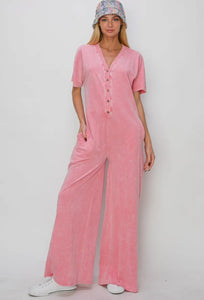 Mineral Wash Sweet Wideleg Jumpsuits