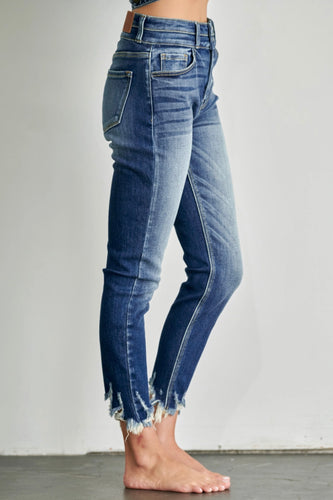 High Rise Ankle Length Double Waist Skinny Jeans