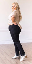 Load image into Gallery viewer, Black Skinny Jeans With Rhinestone Fringe