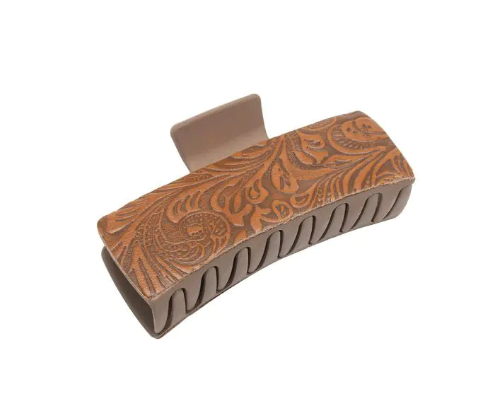 Blossom Ridge Hair Comb Clip *Brown Embossed*