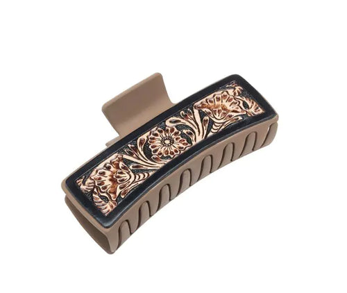 Blossom Ridge Hair Comb Clip *Hand-Tooled*