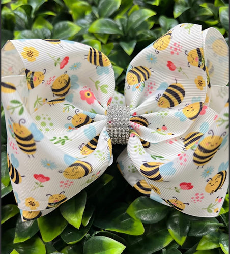 Bee Printed Double Layer Hair Bow