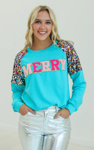 Merry Turquoise Sweatshirt