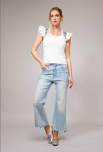 Load image into Gallery viewer, Embroidered Ruffle Shoulder Top