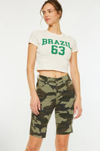 Load image into Gallery viewer, Kan Can Camo Bermuda Length Denim Shorts