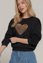 Load image into Gallery viewer, Long Sleeve Crew Neck Sequin Detail Inner Fleece Sweatshirt