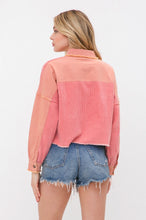 Load image into Gallery viewer, Washed Corduroy Contrast Detail Crop Grayed Jacket