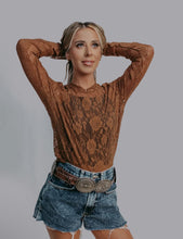 Load image into Gallery viewer, Roses Lace Top - Carmel