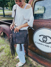 Load image into Gallery viewer, Cowhide Hand Painted Tooled Leather Fringe Purse