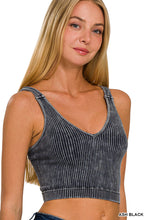 Load image into Gallery viewer, Washed Ribbed Cropped Seamless V-Neck Tank Top