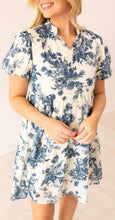 Load image into Gallery viewer, Blue &amp; Ivory Floral Dress