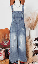 Load image into Gallery viewer, Fashion-W Distressed Bib Pocket Wide Leg Denim Overall