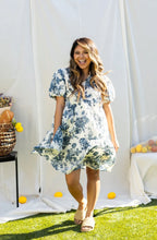 Load image into Gallery viewer, Blue &amp; Ivory Floral Dress