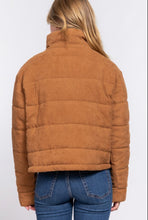 Load image into Gallery viewer, *RESTOCK* Long Sleeve High Neck Zip-Up Corduroy Puffer Jacket