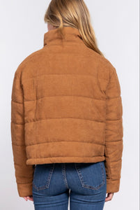 *RESTOCK* Long Sleeve High Neck Zip-Up Corduroy Puffer Jacket