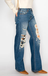 Hybrid Stretch Ripped Relaxed Flare Jeans