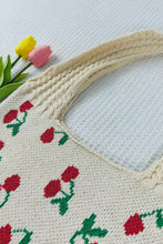 Load image into Gallery viewer, Cherry Pattern Knitted Woven Crochet Tote Bag