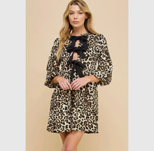 Load image into Gallery viewer, Print Woven Ribbon Tie Short Dress