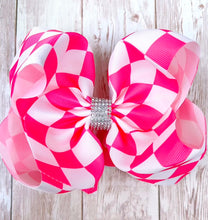 Load image into Gallery viewer, 6.5&quot; Fuchsia Checkered Double Layer Hair Bow