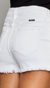 Kan Can White Stretch Denim Shorts