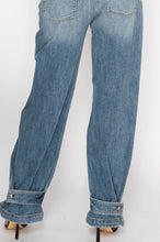 Load image into Gallery viewer, Adjustable Hem Knit Band Wide Leg Jeans