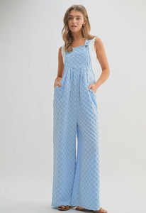 Casual Checkered Pocket Wide Leg Jumpsuit