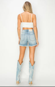 *Hybrid Fabric* High Rise Midi Shorts