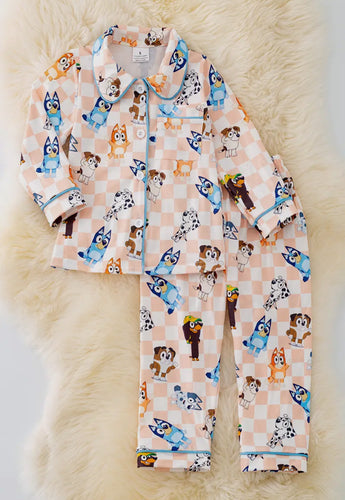 Character Checkered Printed Pajama Set