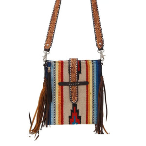 Cross Body Bag with Fringes, Tassel, Tooled Flap & Strap