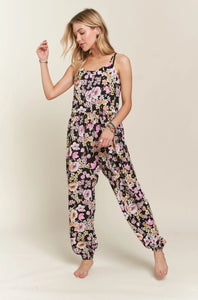 Front Button Detail Floral Cami Jumpuit