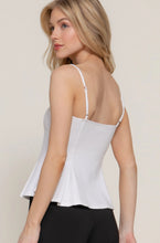 Load image into Gallery viewer, Straight Neckline with Lace Bow Ponte Cami Top Available In Black &amp; White