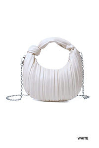 Vegan Leather Pleated Hobo Shoulder Handbag