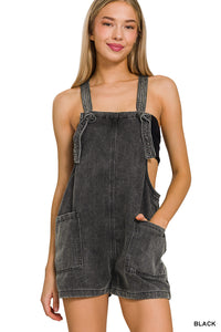 Washed Knot Strap Romper